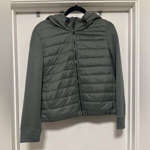 Elie.  Olive green quilted hoodie zip up jacket. Size M - Elie Tahari